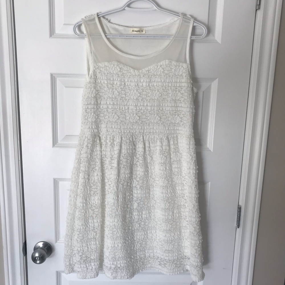 Ginger G Lace and mesh mini dress